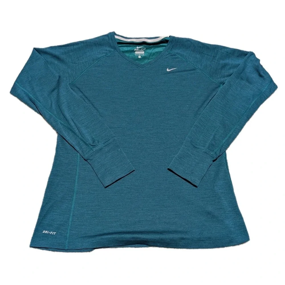Nike Running Shirt Baby Blue Dri Fit Fitted Gym Activewear Women's Size Large